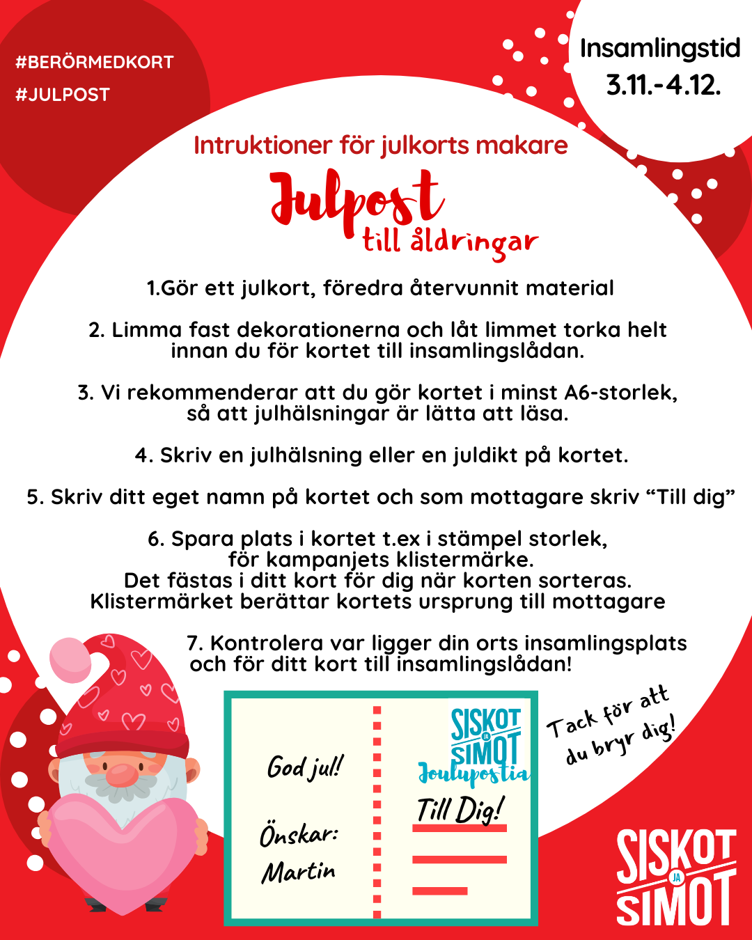 Instruktioner för julkorts rakare